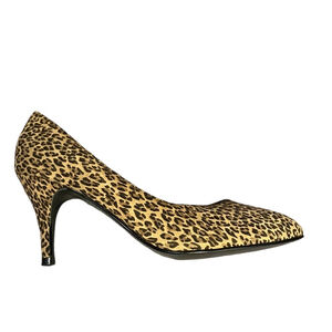 Non Stop CA Leopard Print Heels Pointed Toe Gold Insole Size 8